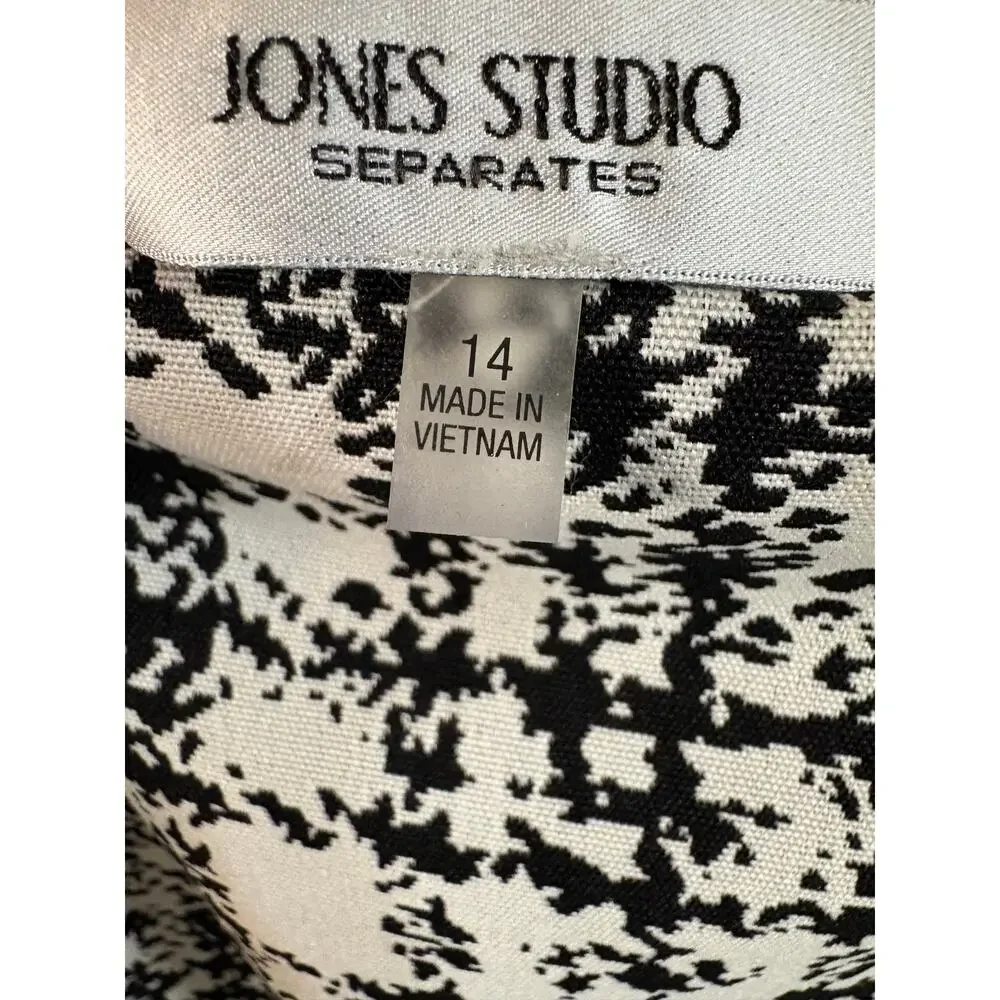 Jones‎ Studio Separates Size 14 Black White Plaid Above Knee Skirt